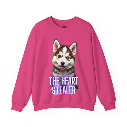 Adorable Husky Puppy Sweatshirt – "The Heart Stealer" Design for Dog Lovers –  Jumper for Animal Lovers & Gift Idea