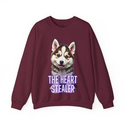 Adorable Husky Puppy Sweatshirt – "The Heart Stealer" Design for Dog Lovers –  Jumper for Animal Lovers & Gift Idea