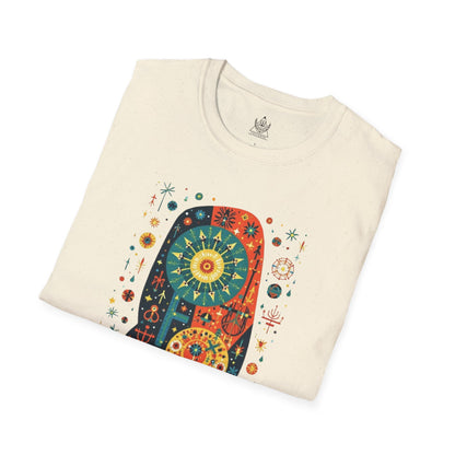 Celestial Mysticism Vibrant Sun, Stars, and Cosmic Abstract Design – Mystical Astral Symbolism T-shirt for Universe Lovers