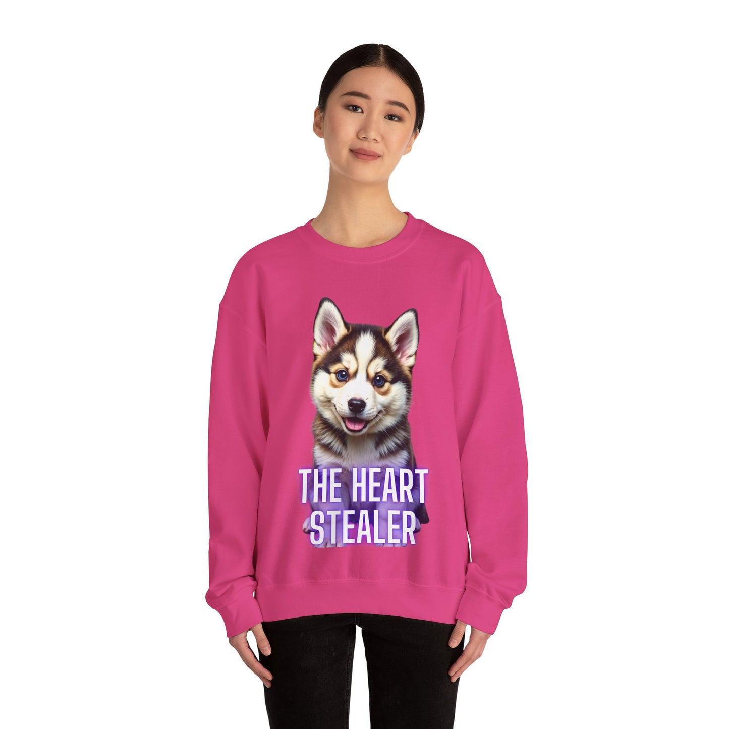 Adorable Husky Puppy Sweatshirt – "The Heart Stealer" Design for Dog Lovers –  Jumper for Animal Lovers & Gift Idea