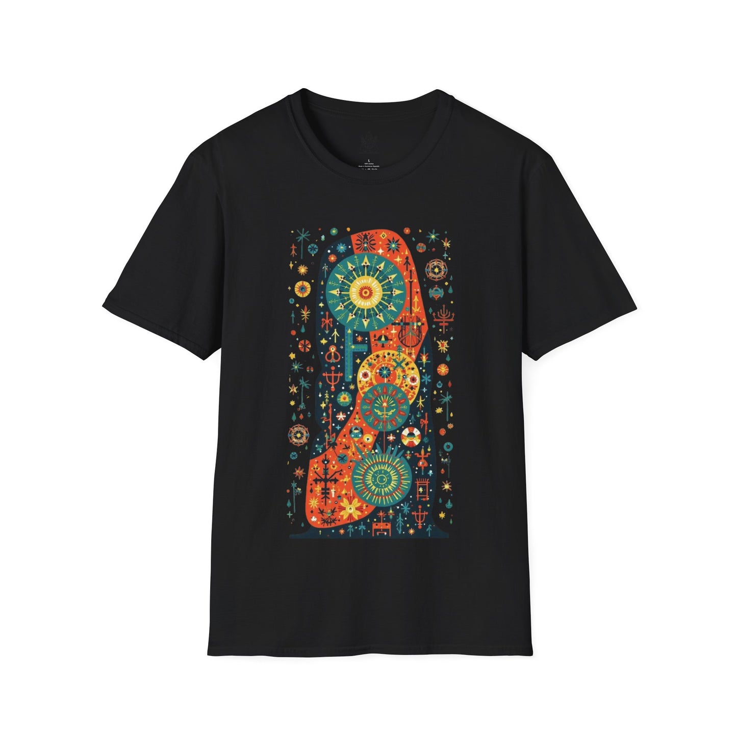 Celestial Mysticism Vibrant Sun, Stars, and Cosmic Abstract Design – Mystical Astral Symbolism T-shirt for Universe Lovers