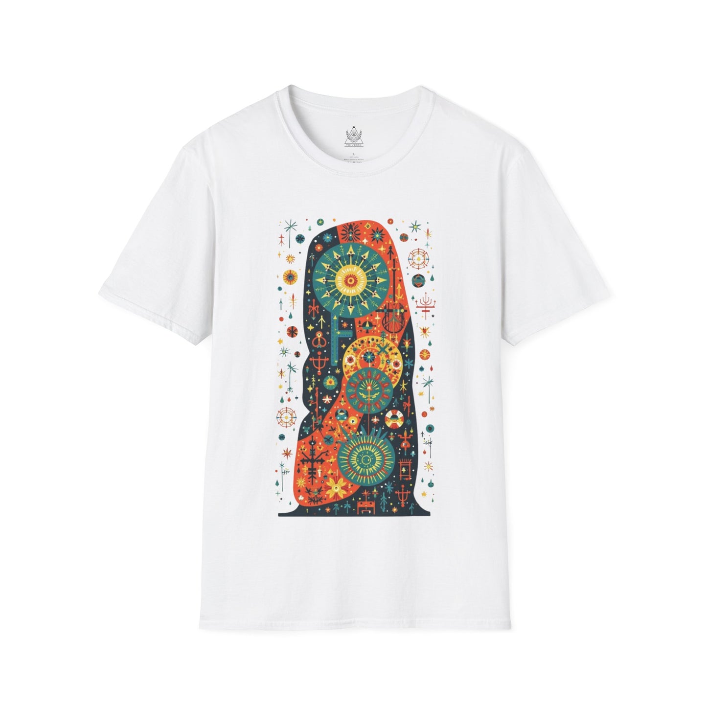 Celestial Mysticism Vibrant Sun, Stars, and Cosmic Abstract Design – Mystical Astral Symbolism T-shirt for Universe Lovers